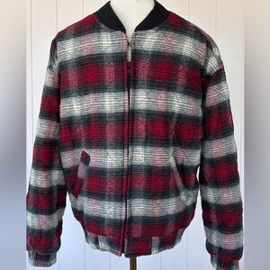 ellemenno Plaid Quilted Bomber‎ Jacket Front Zip Size Medium